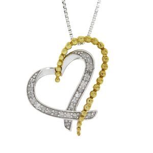 Diamond Heart Love Pendant Necklace 925 Sterling Silver